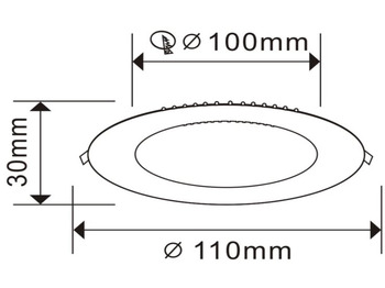 Građevinska oprema Unused LED Panel - Round - 8W Recessed 6500K (daylight) - 640 Lumens - IP20 - AC110-240V - Lifetime: 30,000 hours - LED SMD - LED Driver included- Dimensions: 110mm x 30mm - Mounting diameter: 100mm -: slika 4