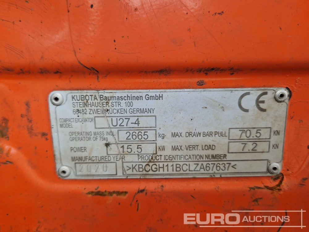 Mini bager 2020 Kubota U27-4: slika 27